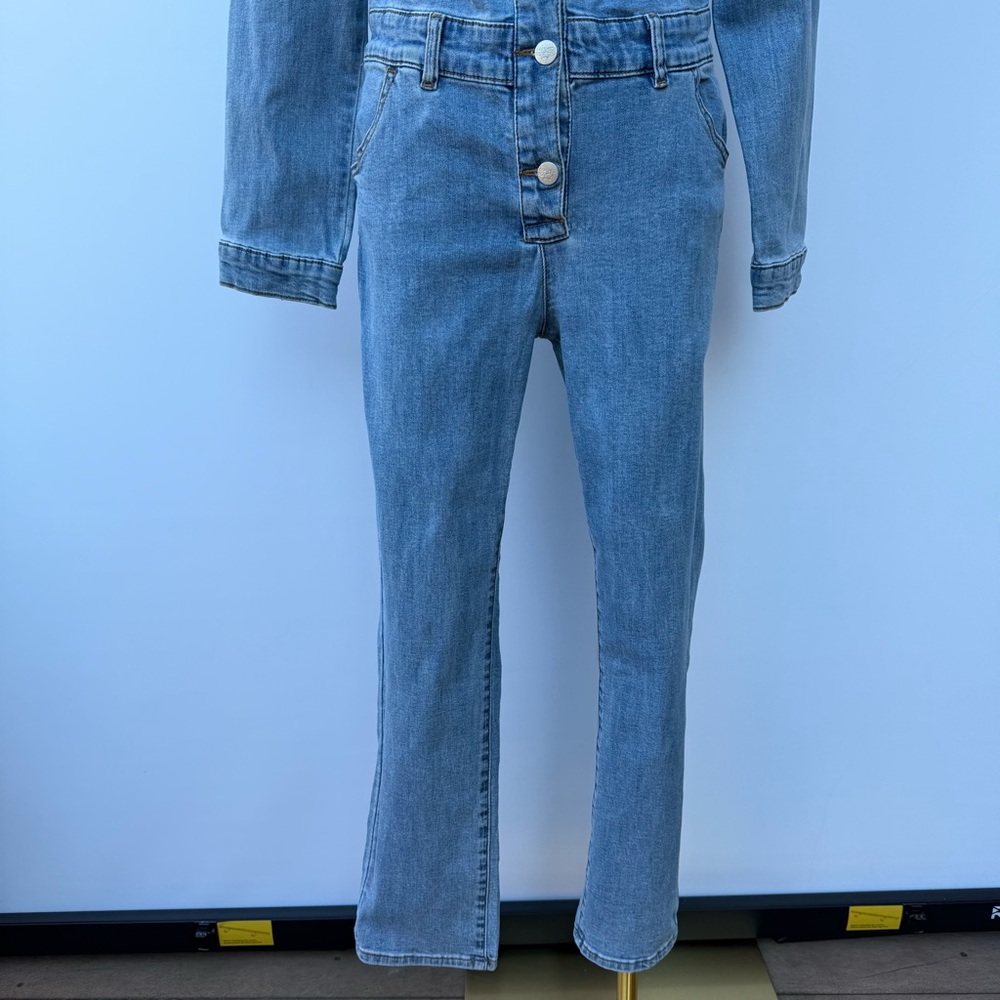 Mashed Potatoes Ruby Lou Denim Jumpsuit Blue Mid Rise Women’s Medium NWT - Picture 12 of 16